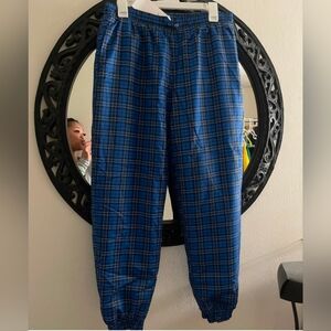 La Bijou Women's Blue Plaid Jogger Pants